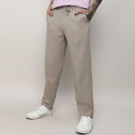Men Beige Relaxed Cotton Easy Wash Trousers