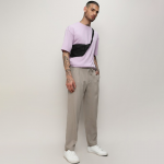 Men Beige Relaxed Cotton Easy Wash Trousers